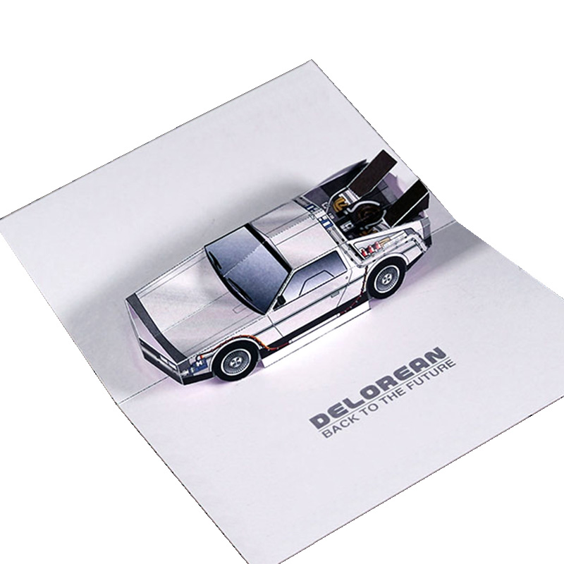 Art Craft Cardboard - Geri gelecek POP-UP kartı DMC-12 araba