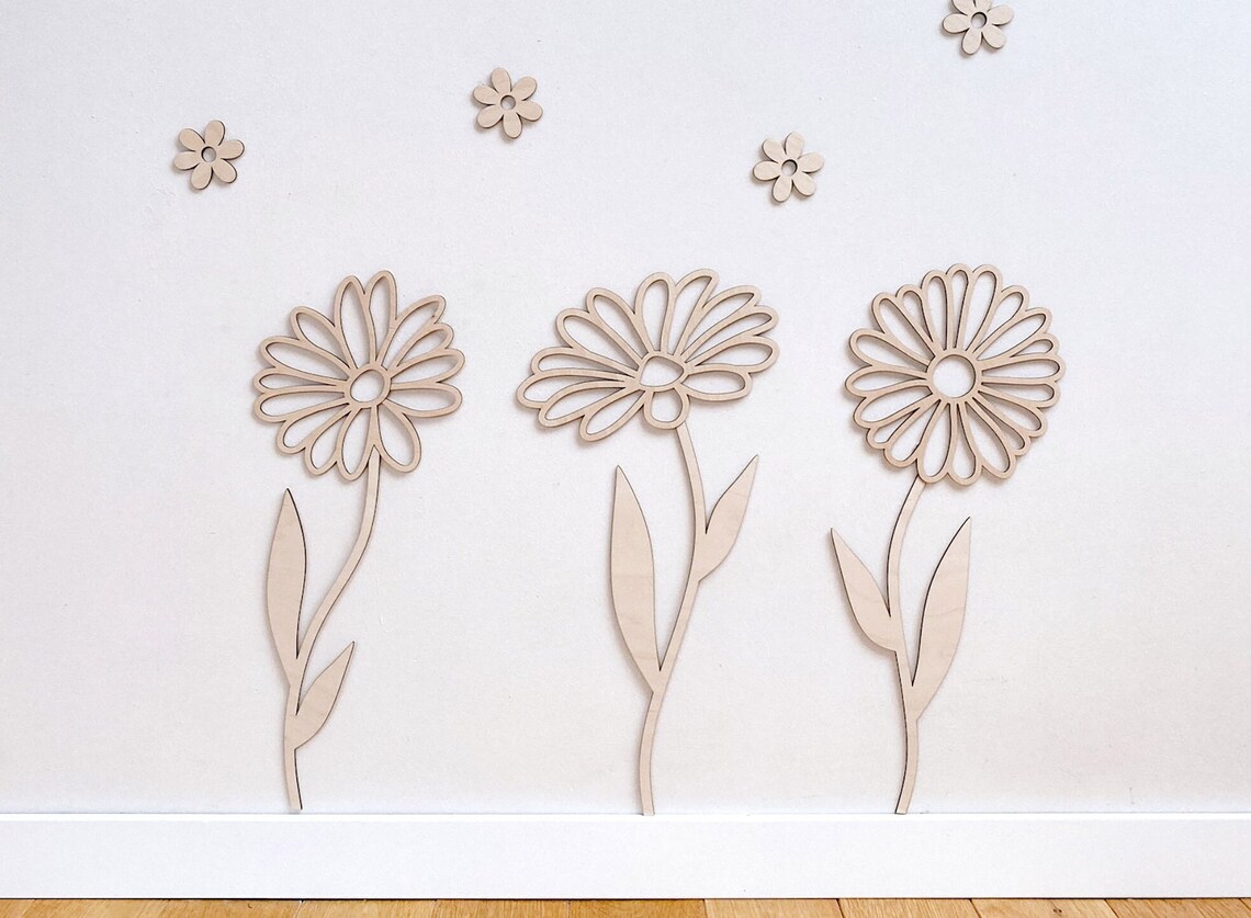 Art And Craft For Nursery - Ahşap Çiçekler Duvar Dekoru, Yabani Çiçekler,