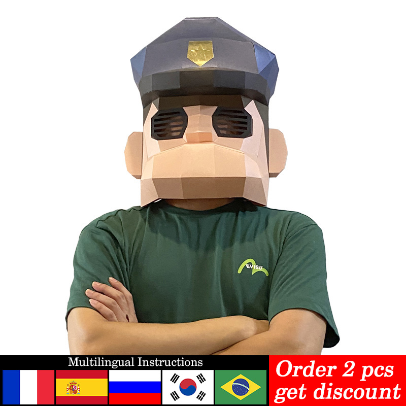 Art Craft Cardboard - Karikatür polis maskesi kağıt modeli, küçük